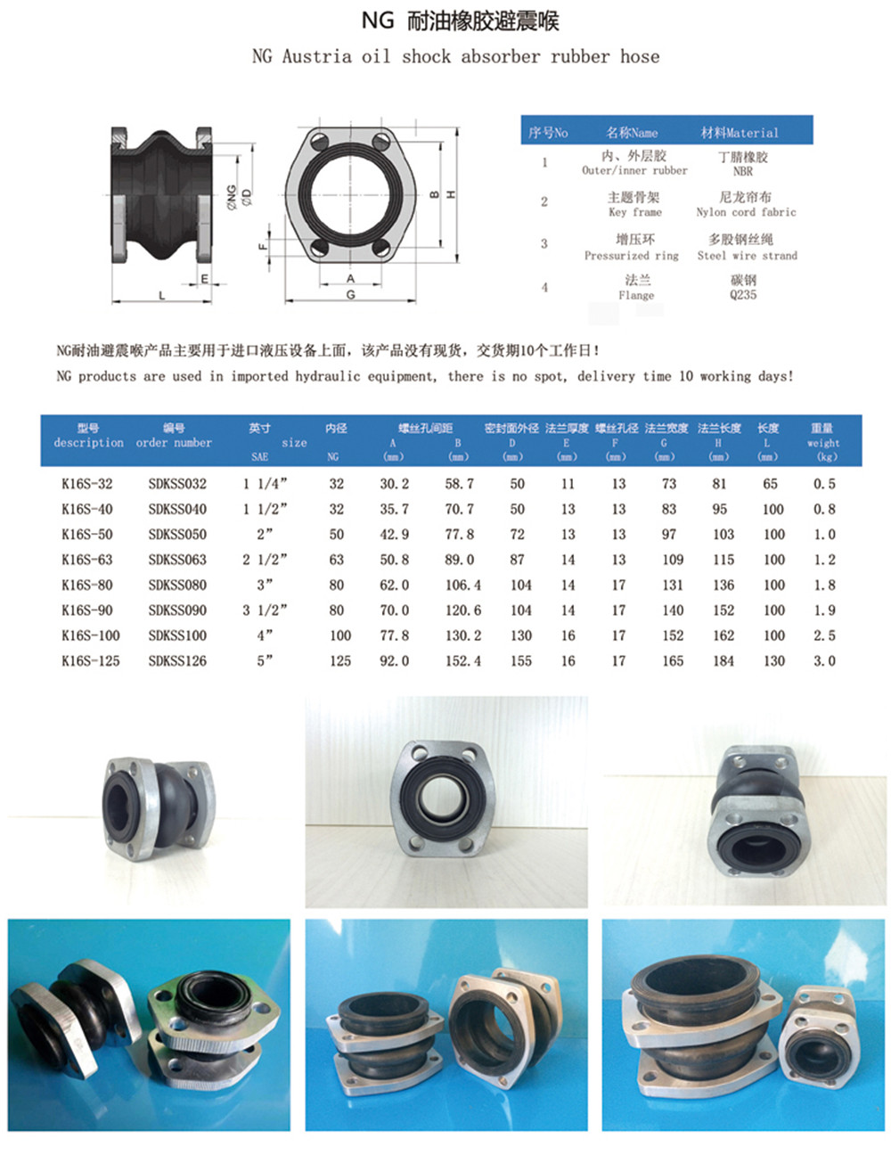 NG40-1.6Mpa-油管專用方形法蘭橡膠軟接頭 NG40-1.6Mpa-油管專用方形法蘭橡膠軟接頭